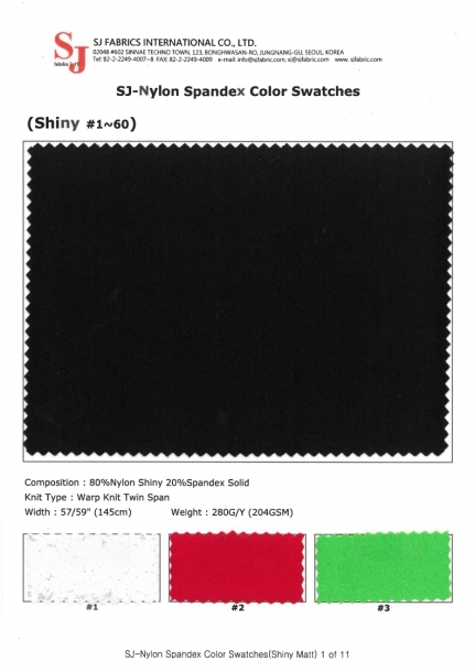 SJ-Nylon Spandex Color (Shiny #1~#60)