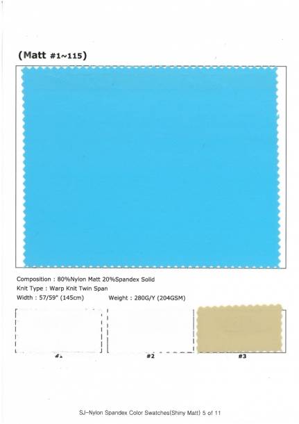 SJ-Nylon Spandex Color (Matt #1~#115)