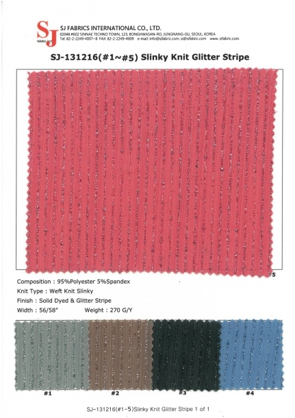 SJ-131216(#1~#5) Slinky Knit Glitter Stripe