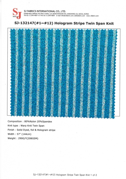 SJ-132147(#1~#10) Hologram Stripe Twin Span Knit