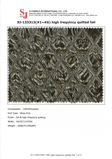 SJ-133313(#1~#6) High Frequency Quilted Foil